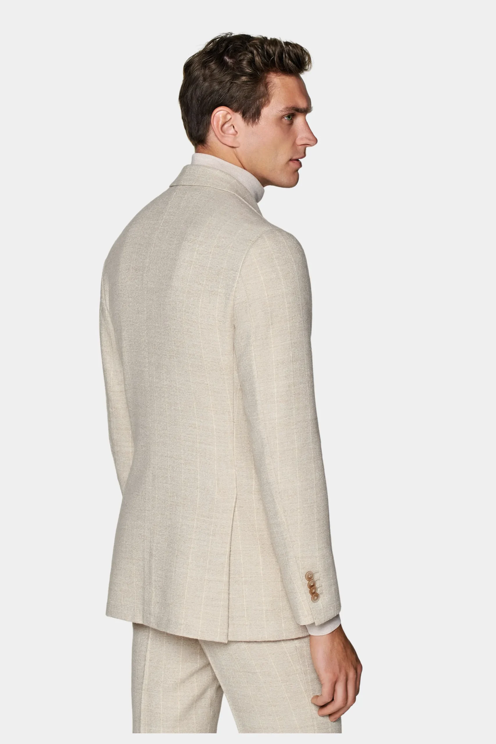 SUITSUPPLY Havana Anzug Hellbraun Gestreift-Männlich Casual Anzüge