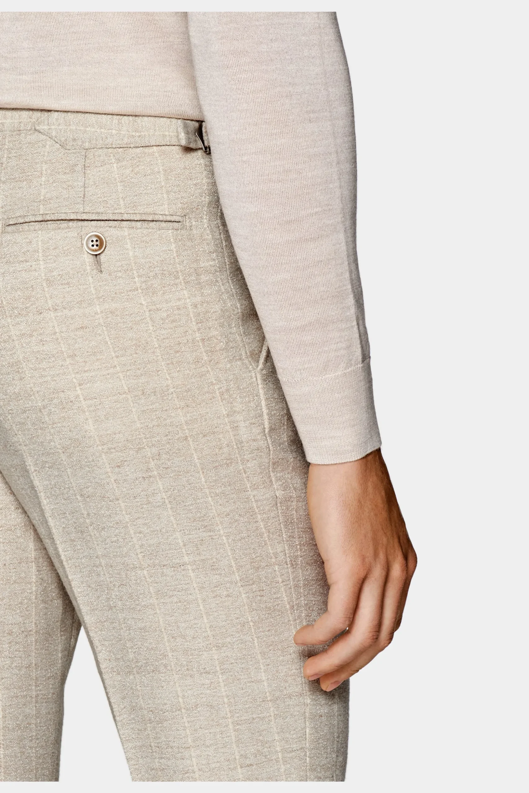 SUITSUPPLY Havana Anzug Hellbraun Gestreift-Männlich Casual Anzüge