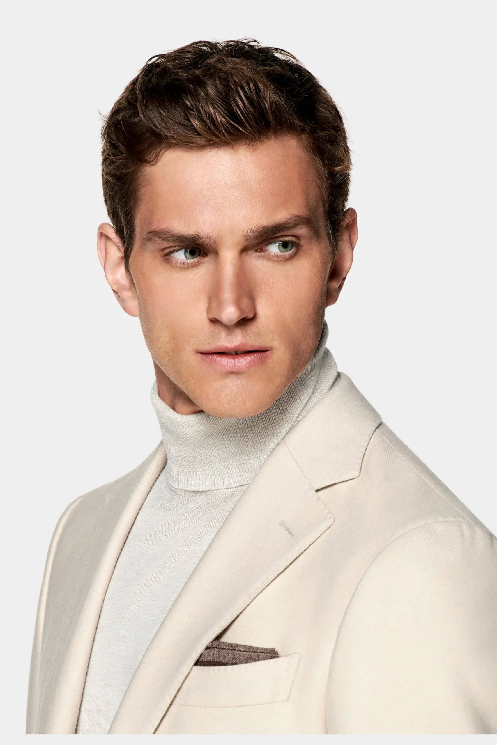 SUITSUPPLY Havana Anzug Hellbraun Mit Fischgrätmuster-Männlich Casual Anzüge