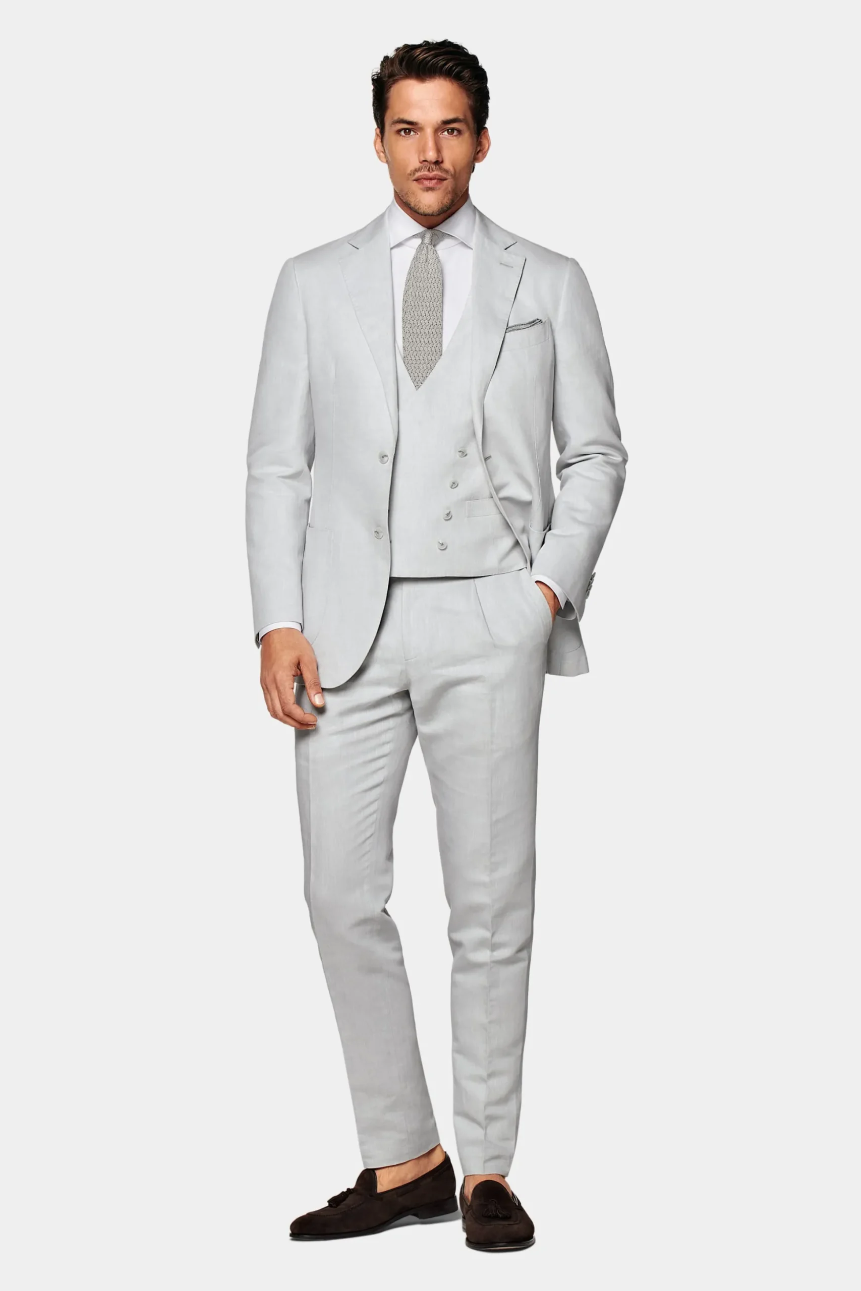 SUITSUPPLY Havana Anzug Hellgrau-Männlich Casual Anzüge