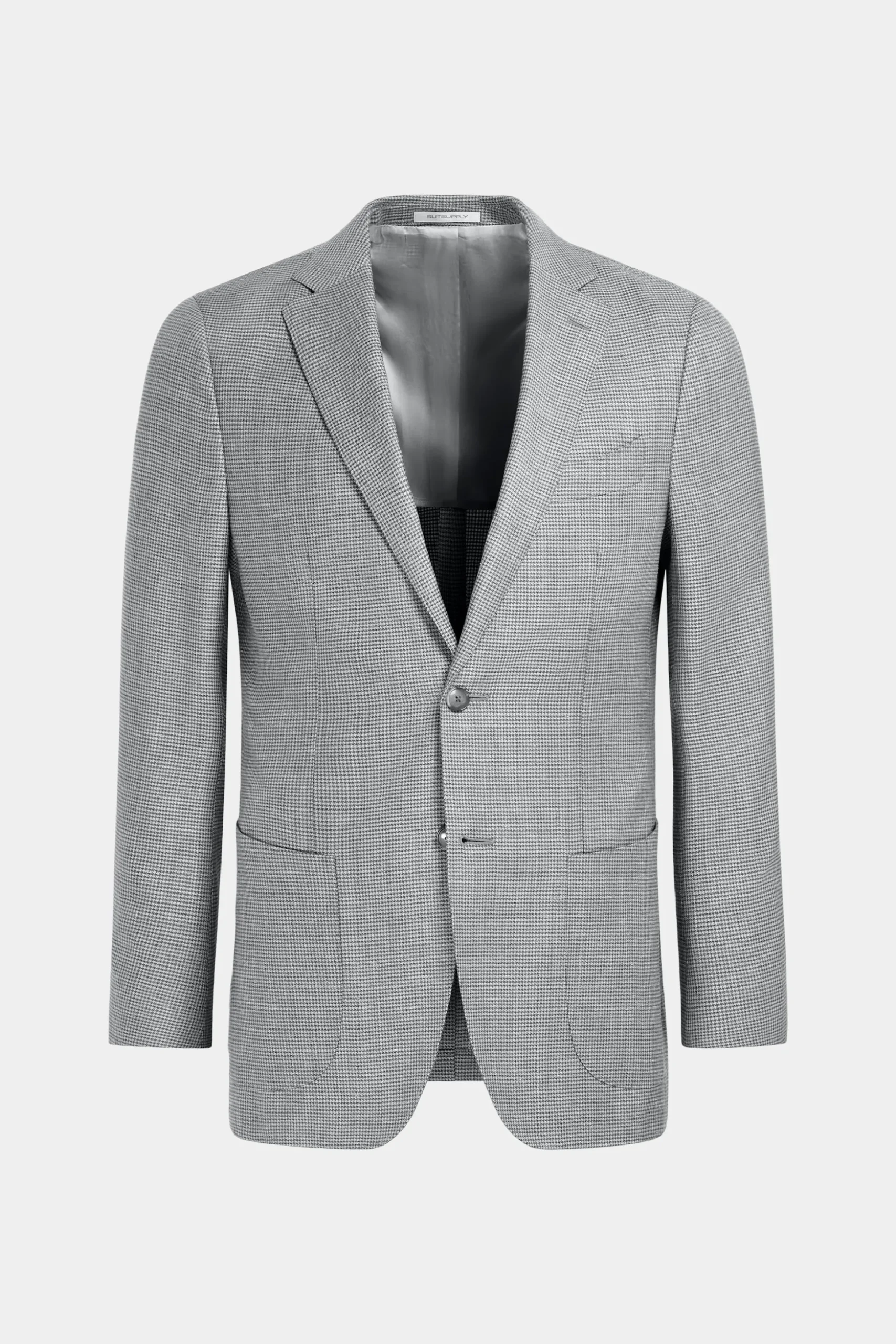 SUITSUPPLY Havana Anzug Hellgrau Mit Hahnentrittmuster-Männlich Casual Anzüge