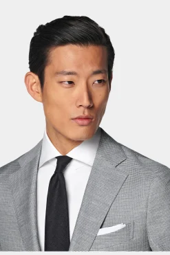 SUITSUPPLY Havana Anzug Hellgrau Mit Hahnentrittmuster-Männlich Casual Anzüge
