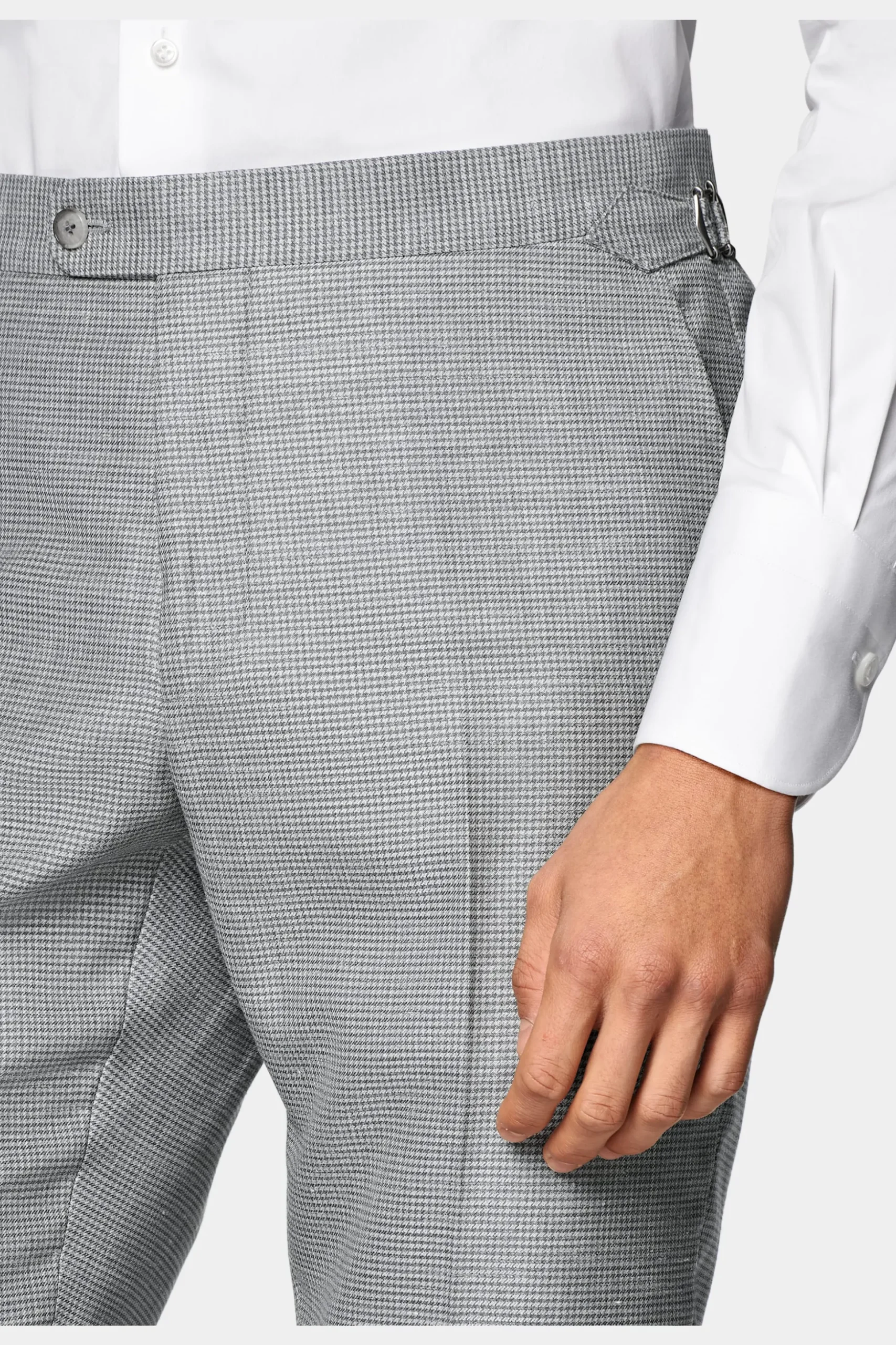 SUITSUPPLY Havana Anzug Hellgrau Mit Hahnentrittmuster-Männlich Casual Anzüge