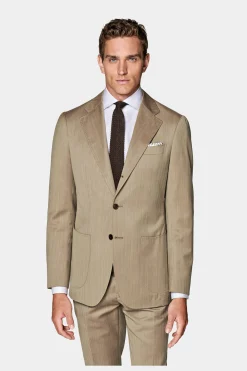 SUITSUPPLY Havana Anzug Mittelbraun Fischgrätmuster-Männlich Business Anzüge