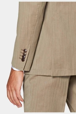 SUITSUPPLY Havana Anzug Mittelbraun Fischgrätmuster-Männlich Business Anzüge