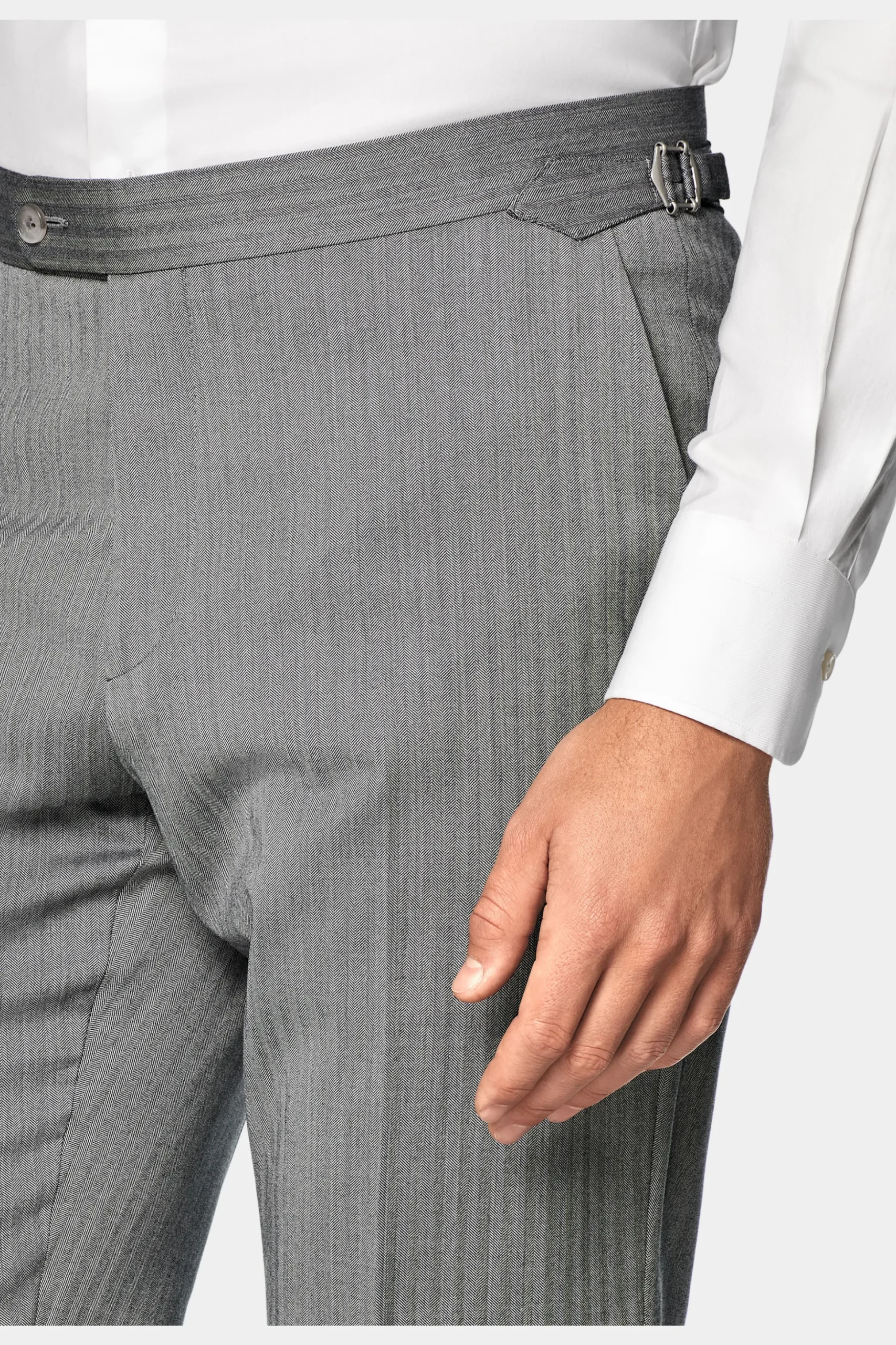 SUITSUPPLY Havana Anzug Mittelgrau Fischgrätmuster-Männlich Business Anzüge