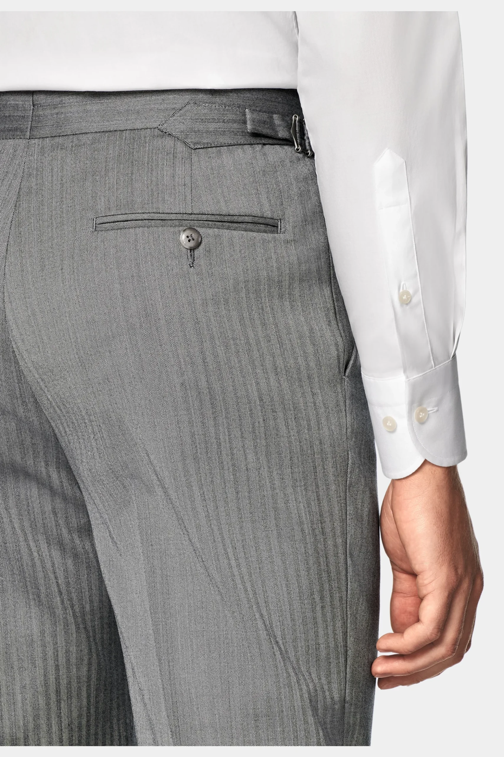 SUITSUPPLY Havana Anzug Mittelgrau Fischgrätmuster-Männlich Business Anzüge