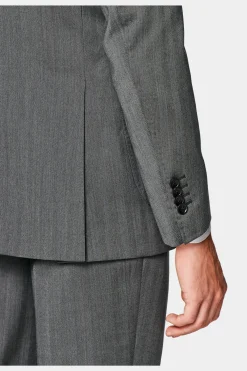 SUITSUPPLY Havana Anzug Mittelgrau Fischgrätmuster-Männlich Business Anzüge