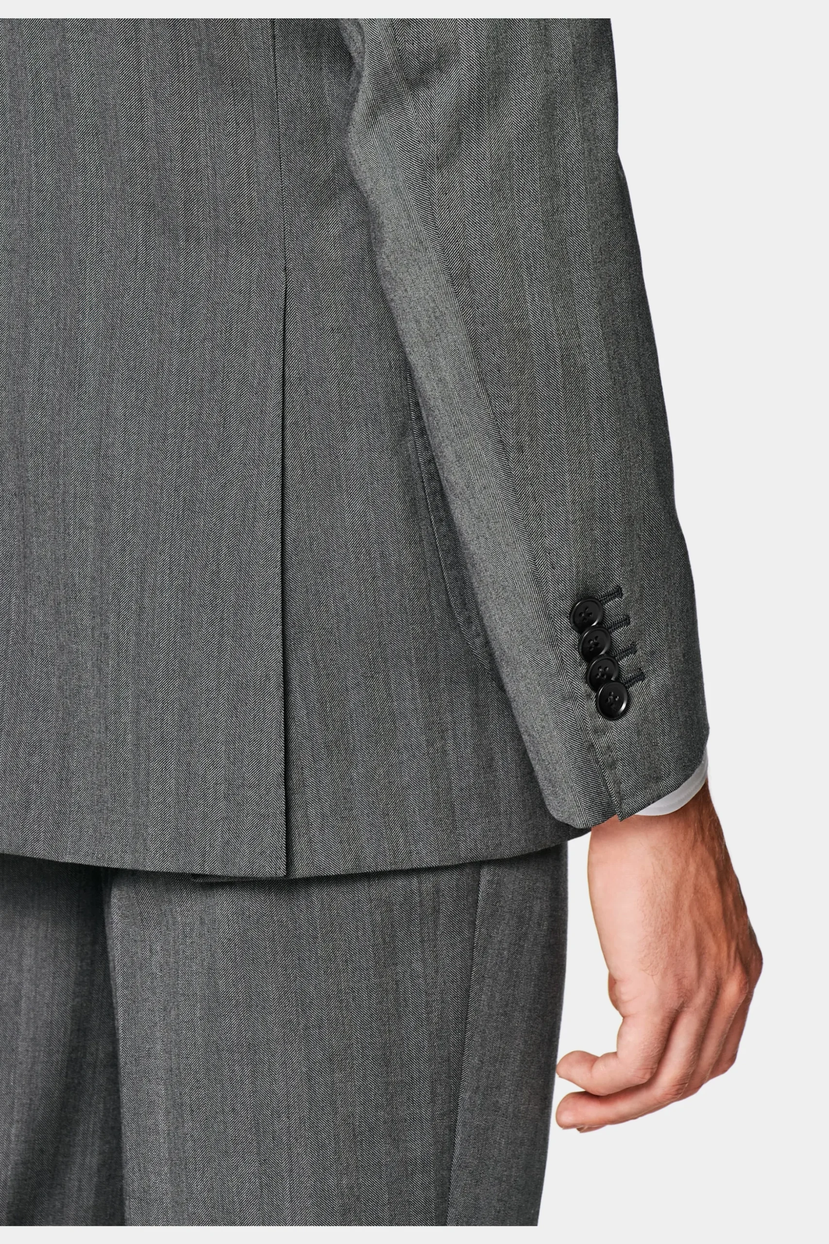 SUITSUPPLY Havana Anzug Mittelgrau Fischgrätmuster-Männlich Business Anzüge