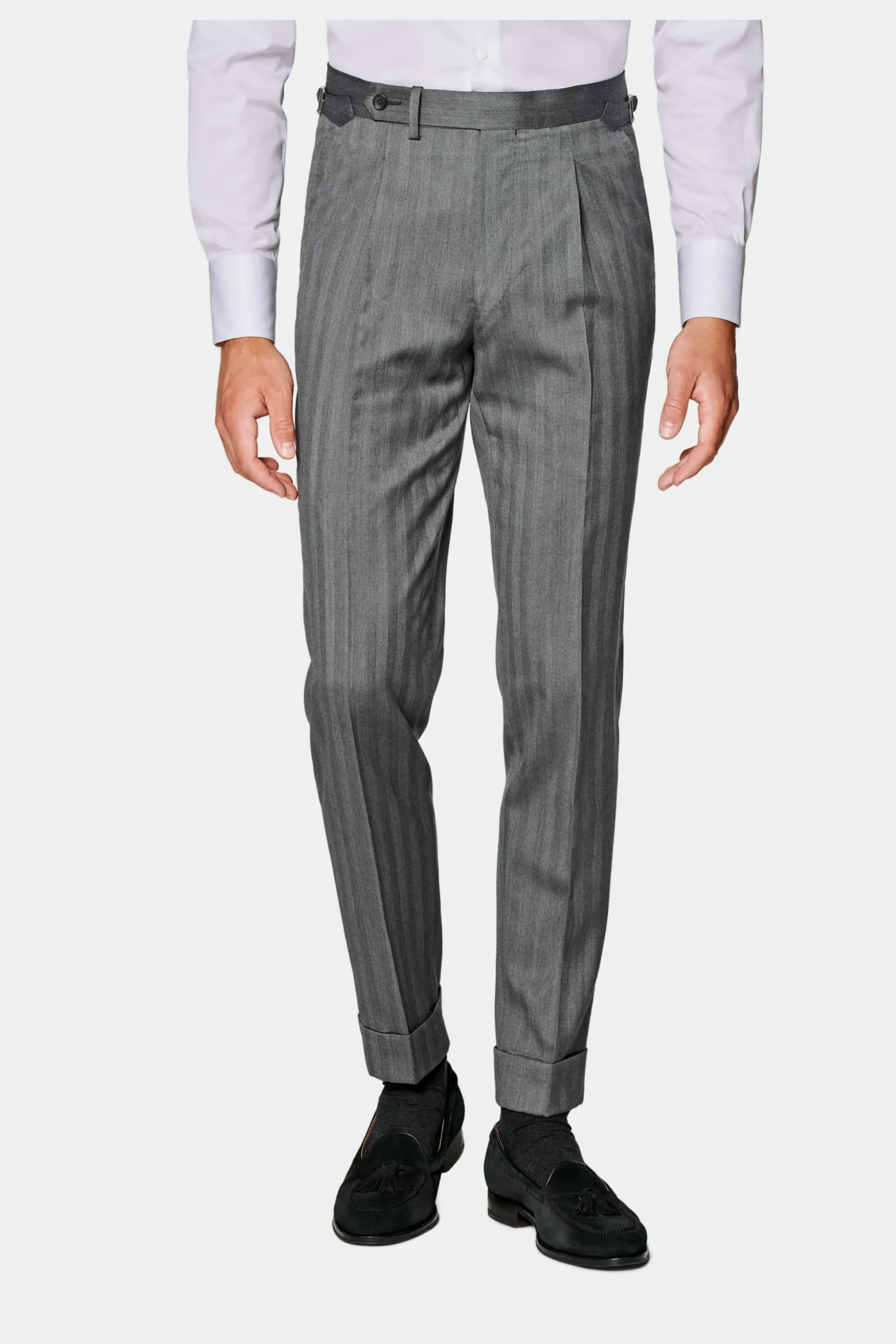 SUITSUPPLY Havana Anzug Mittelgrau Fischgrätmuster-Männlich Business Anzüge