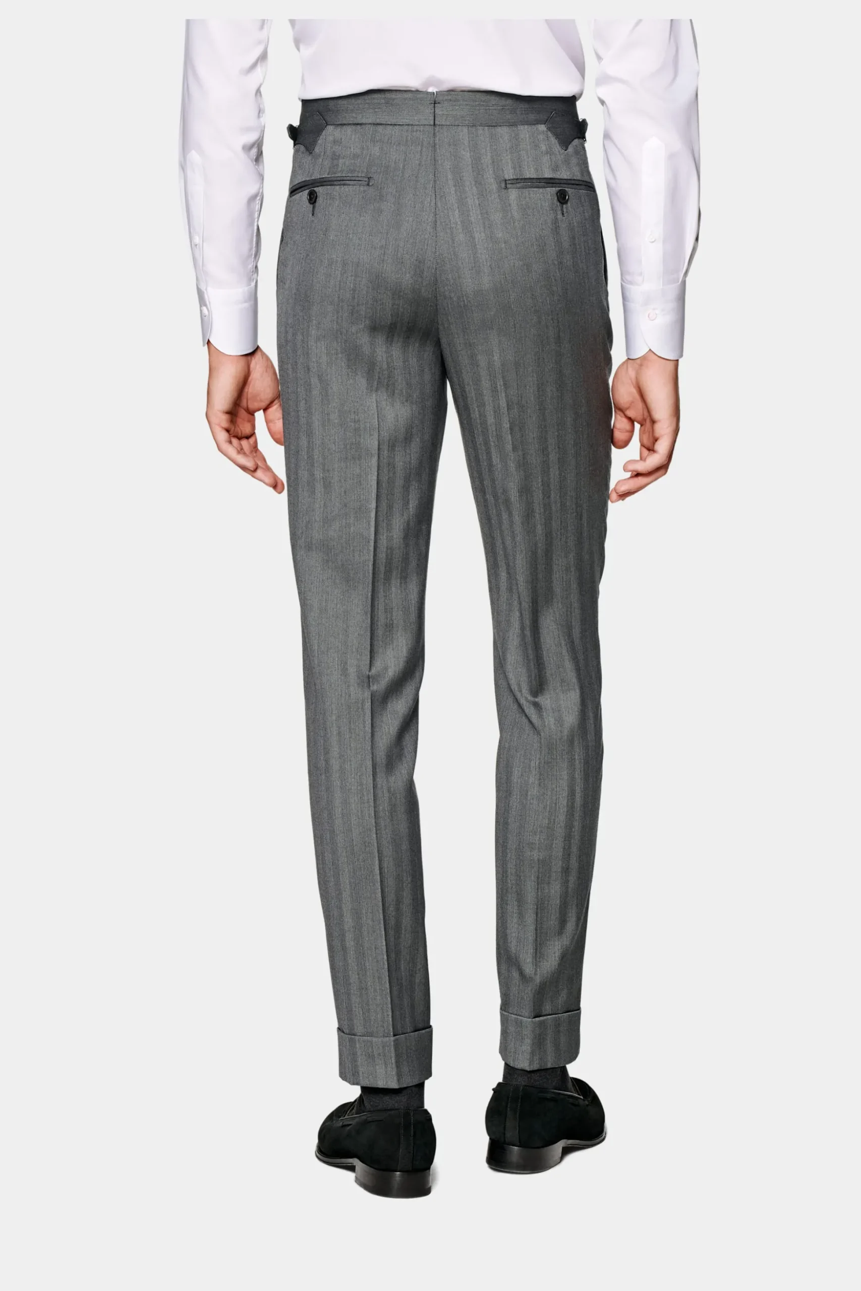 SUITSUPPLY Havana Anzug Mittelgrau Fischgrätmuster-Männlich Business Anzüge