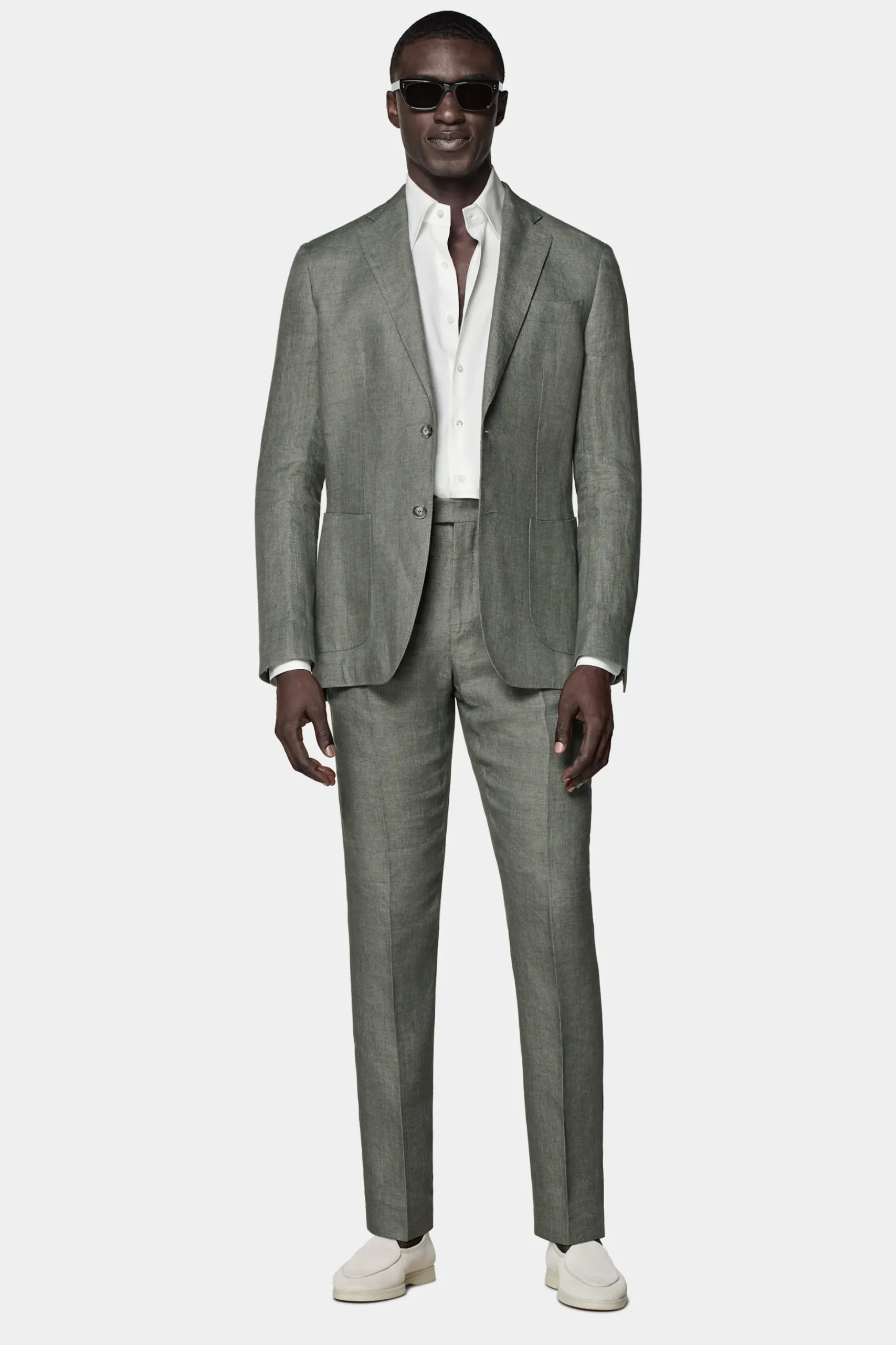 SUITSUPPLY Havana Anzug Mittelgrün-Männlich Leinenanzüge