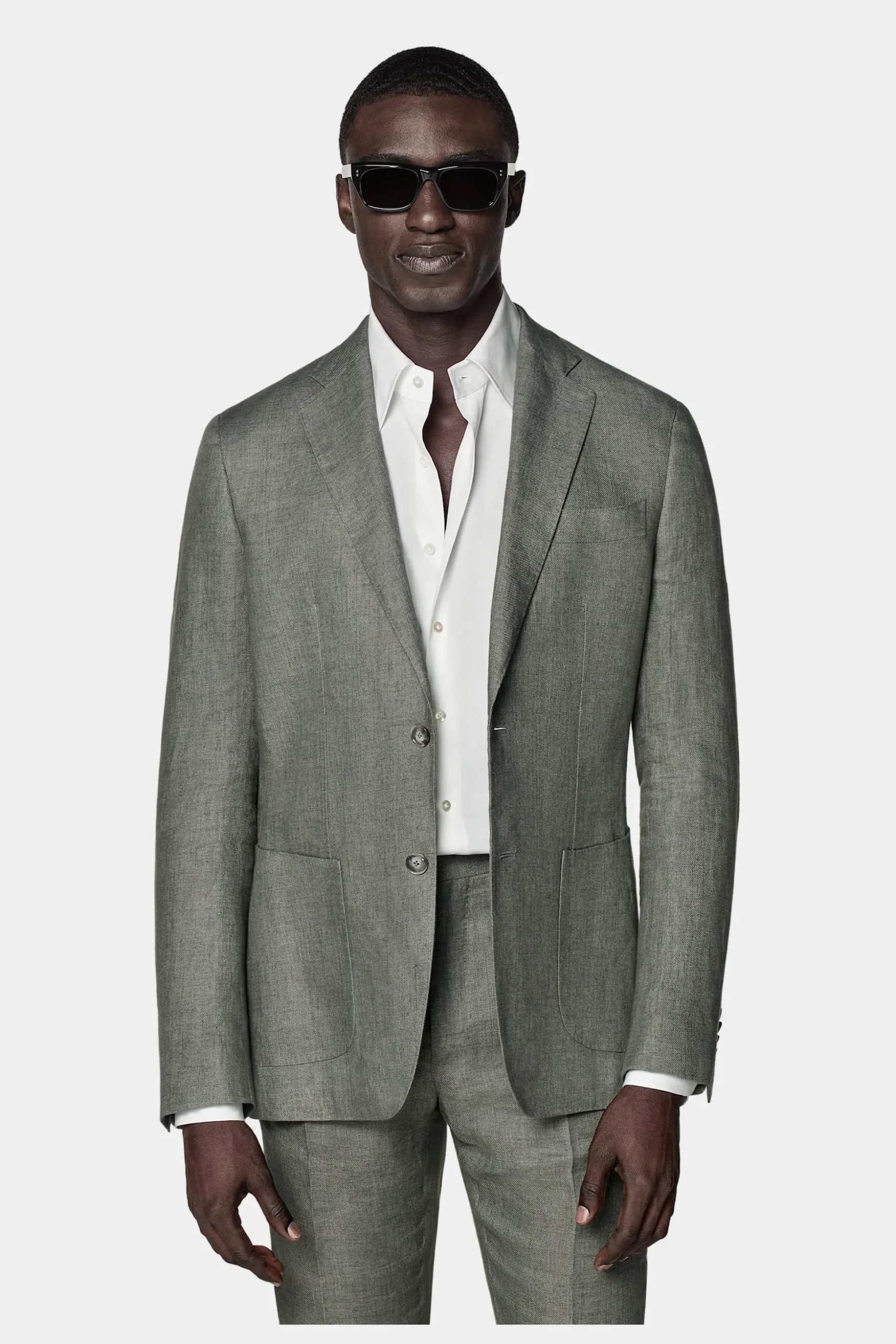 SUITSUPPLY Havana Anzug Mittelgrün-Männlich Leinenanzüge