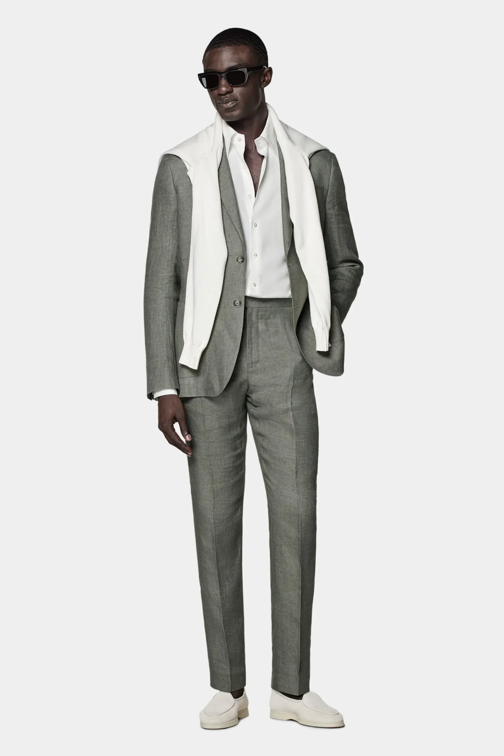 SUITSUPPLY Havana Anzug Mittelgrün-Männlich Leinenanzüge