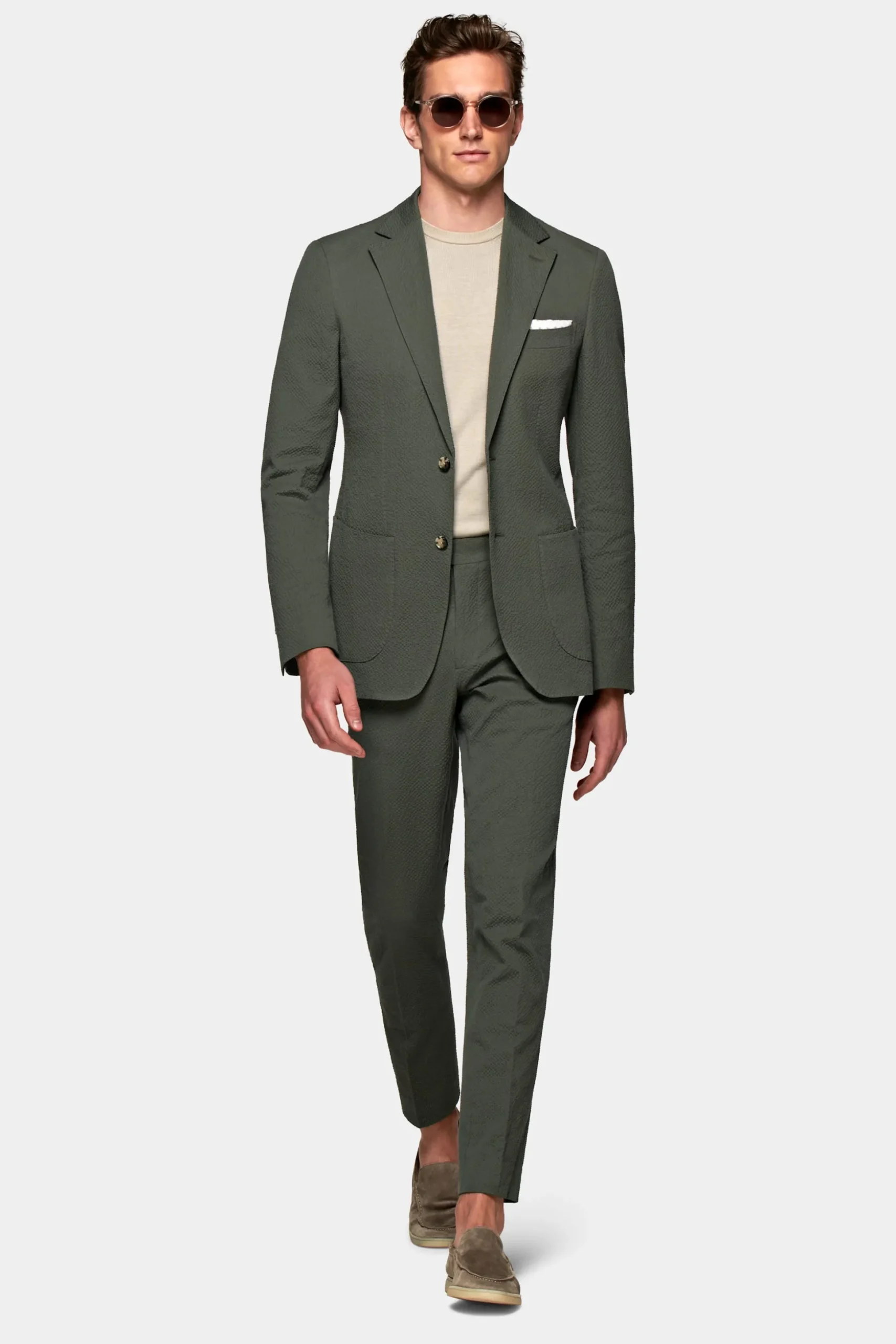 SUITSUPPLY Havana Anzug Mittelgrün-Männlich Casual Anzüge