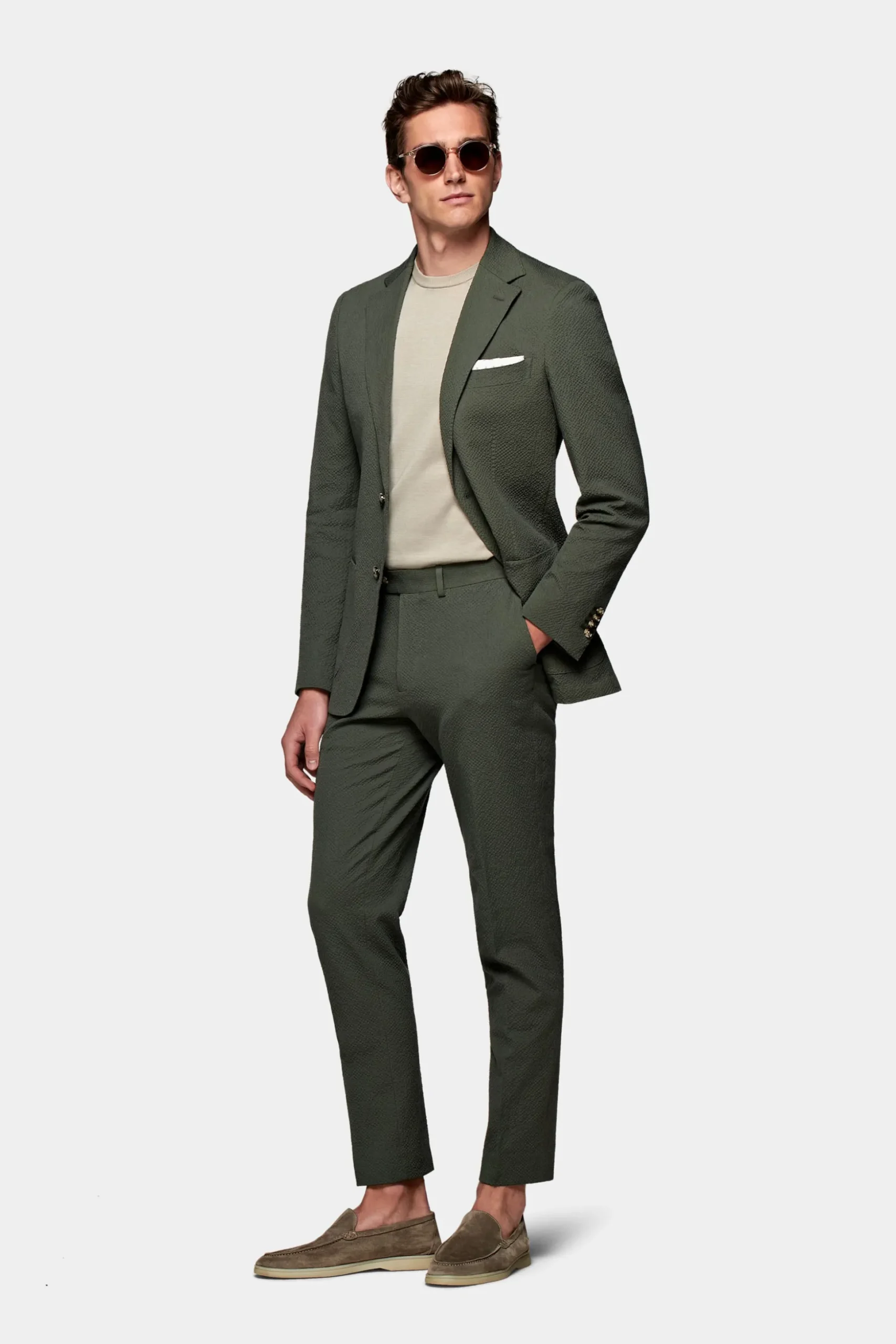 SUITSUPPLY Havana Anzug Mittelgrün-Männlich Casual Anzüge
