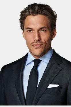 SUITSUPPLY Havana Anzug Navy Fischgrätmuster-Männlich Casual Anzüge