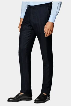 SUITSUPPLY Havana Anzug Navy Fischgrätmuster-Männlich Casual Anzüge