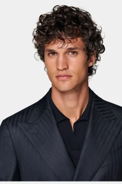 SUITSUPPLY Havana Anzug Navy Fischgrätmuster-Männlich Business Anzüge