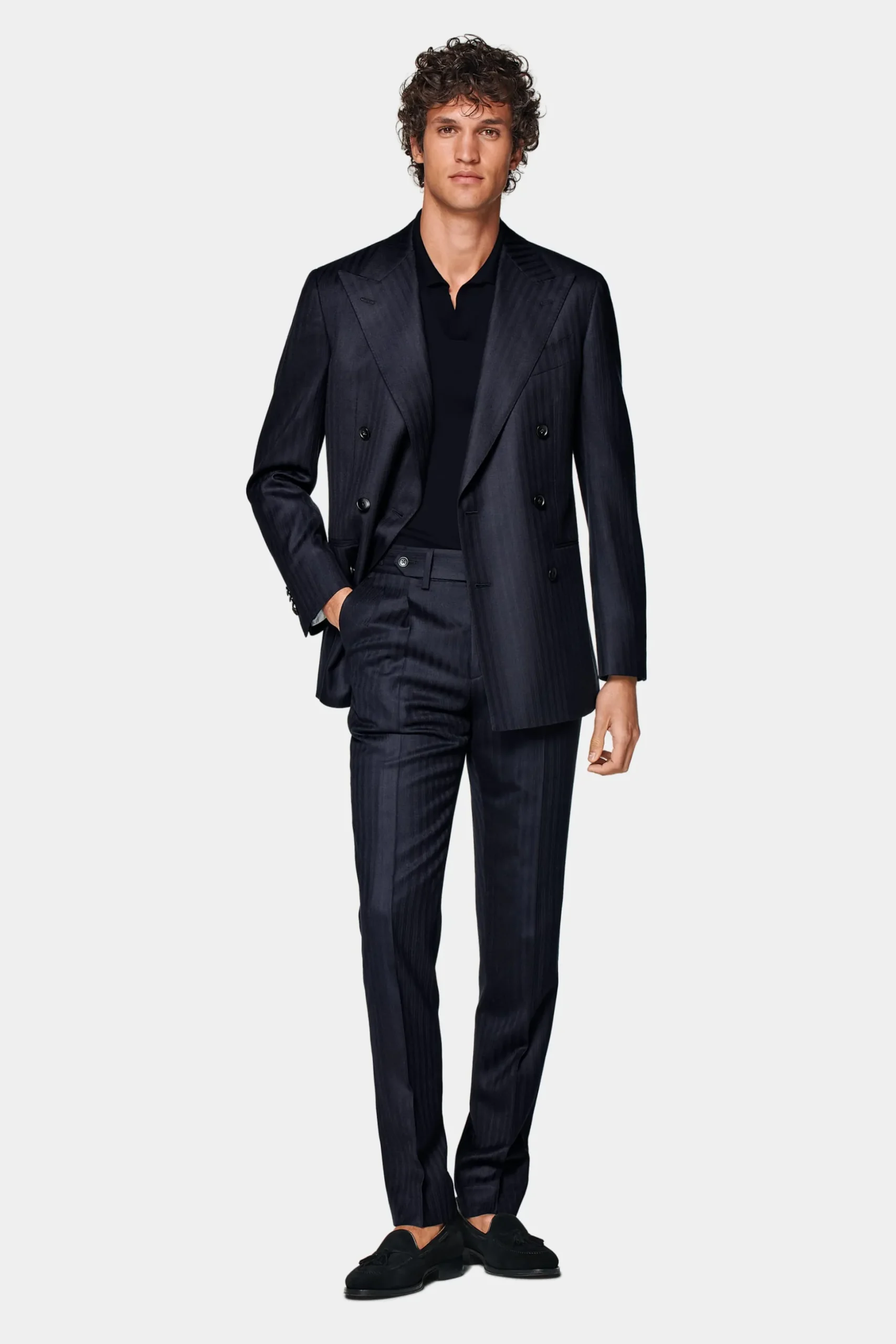SUITSUPPLY Havana Anzug Navy Fischgrätmuster-Männlich Business Anzüge
