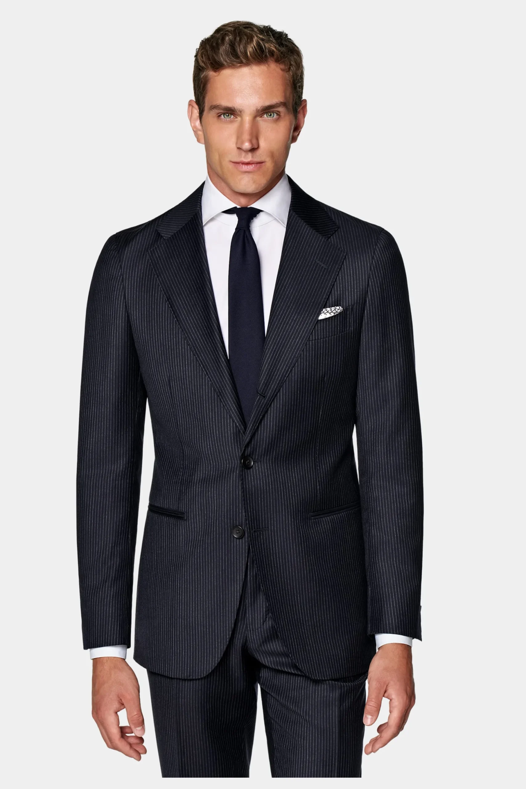SUITSUPPLY Havana Anzug Navy Gestreift-Männlich Business Anzüge