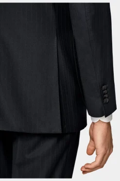 SUITSUPPLY Havana Anzug Navy Gestreift-Männlich Business Anzüge