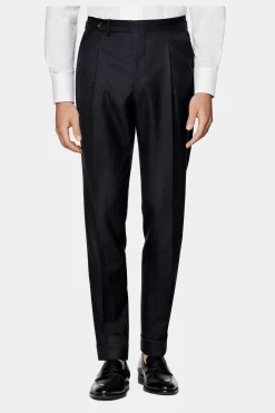 SUITSUPPLY Havana Anzug Navy Gestreift-Männlich Business Anzüge