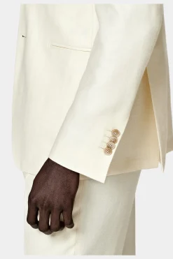 SUITSUPPLY Havana Anzug Off-White Fischgrätmuster-Männlich Casual Anzüge