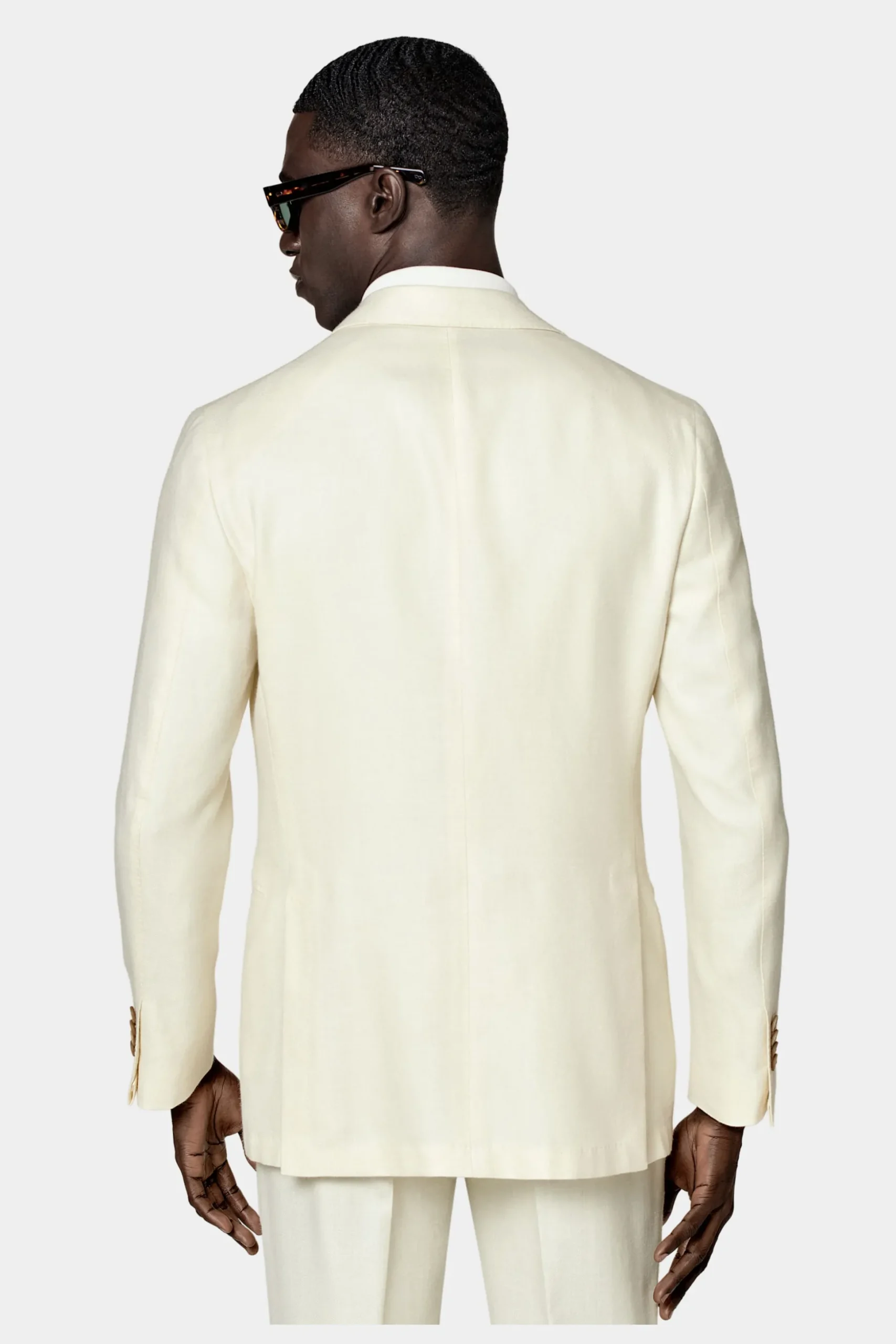 SUITSUPPLY Havana Anzug Off-White Fischgrätmuster-Männlich Casual Anzüge