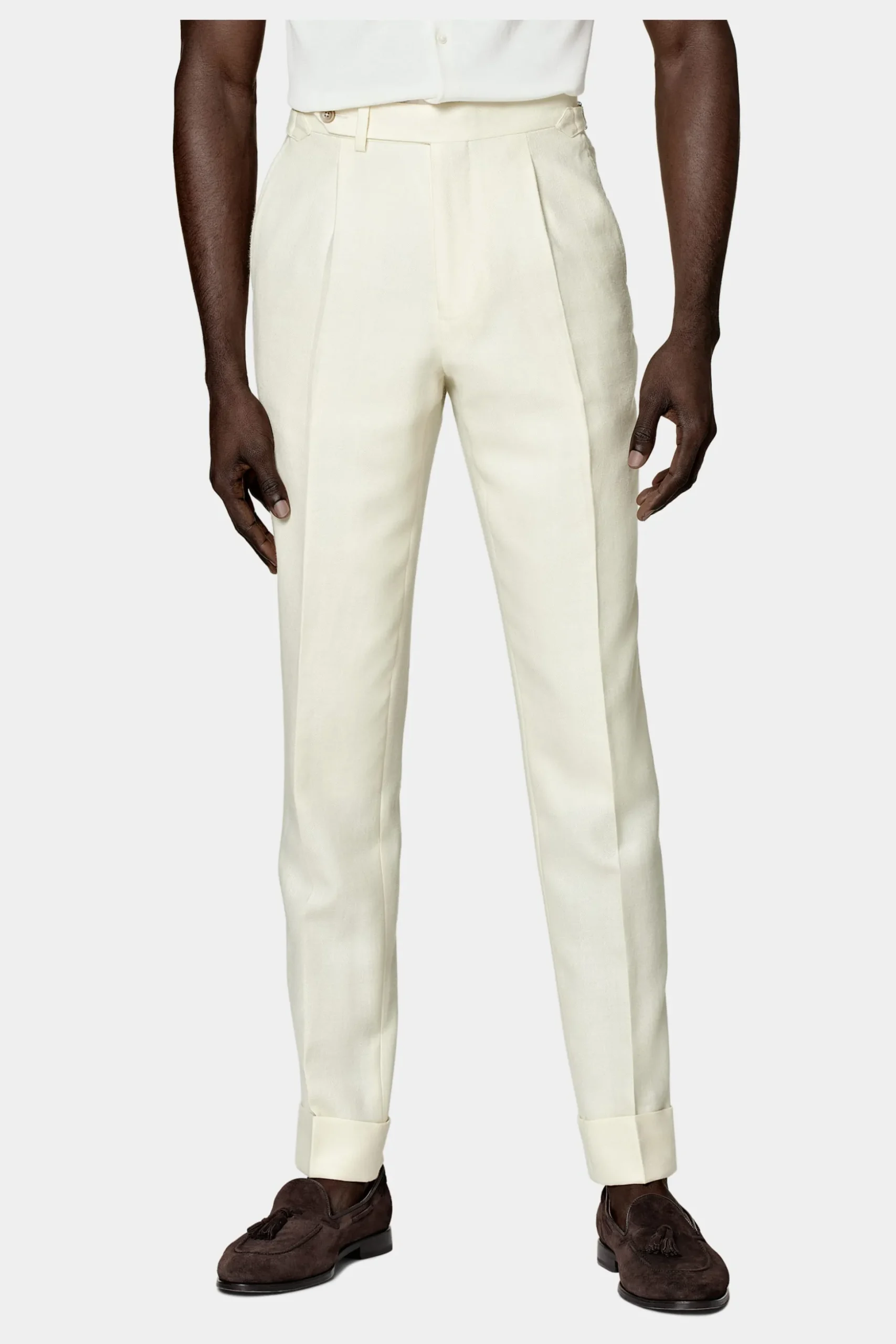 SUITSUPPLY Havana Anzug Off-White Fischgrätmuster-Männlich Casual Anzüge