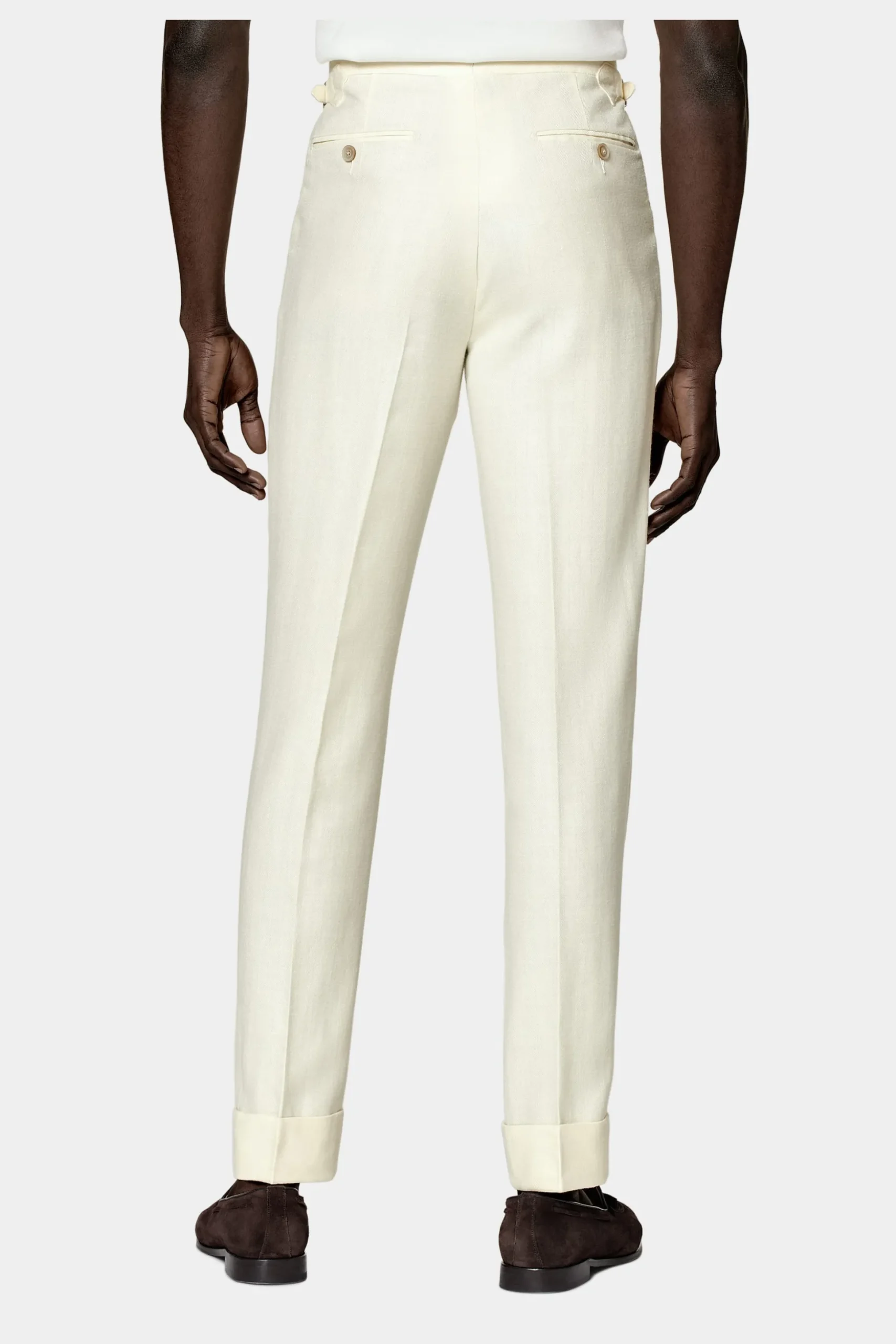 SUITSUPPLY Havana Anzug Off-White Fischgrätmuster-Männlich Casual Anzüge