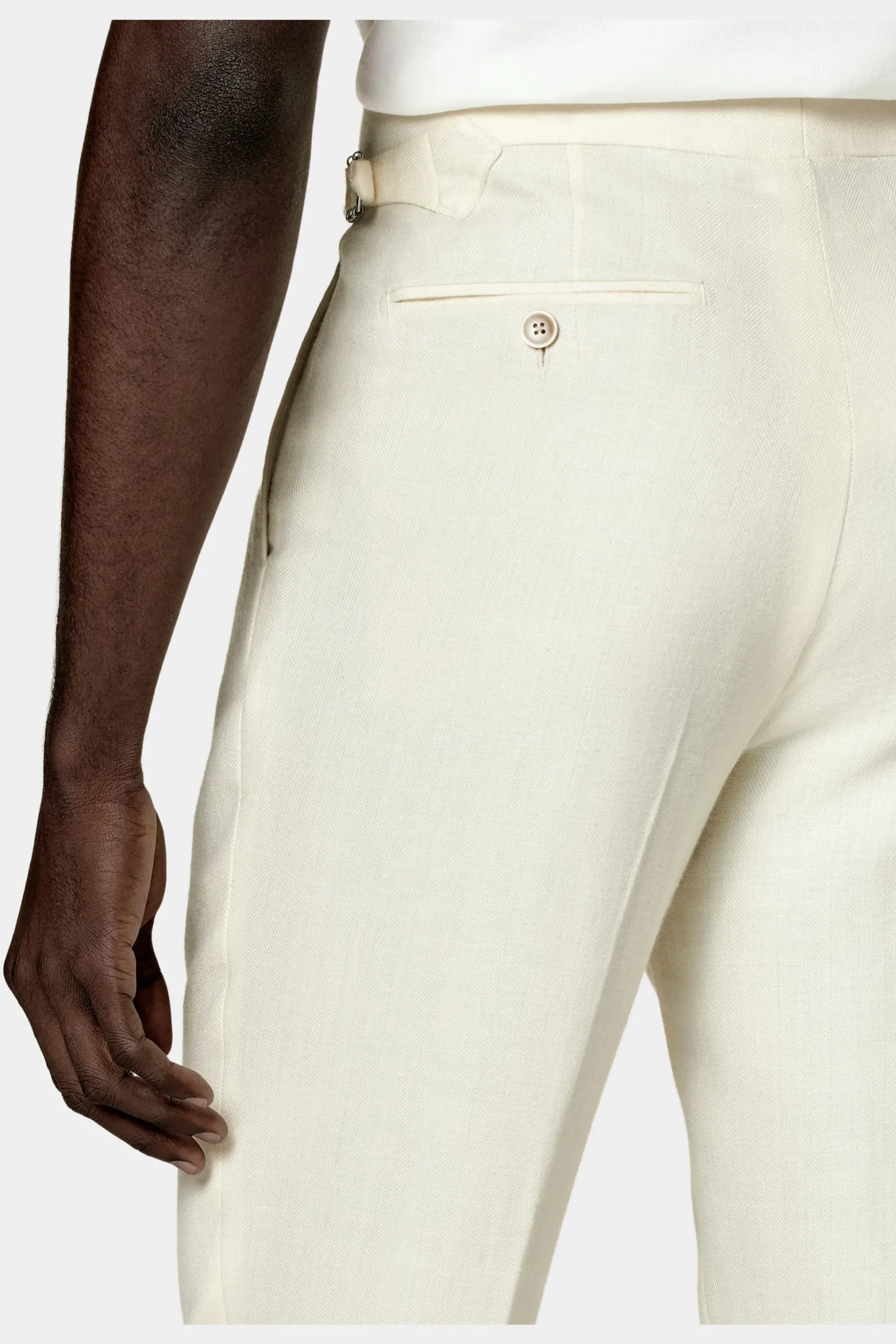 SUITSUPPLY Havana Anzug Off-White Fischgrätmuster-Männlich Casual Anzüge