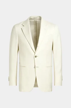 SUITSUPPLY Havana Anzug Off-White Fischgrätmuster-Männlich Casual Anzüge