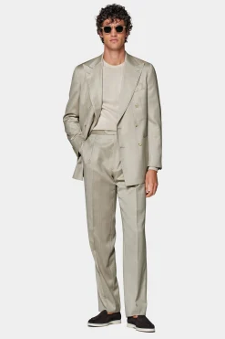 SUITSUPPLY Havana Anzug Sand Fischgrätmuster-Männlich Business Anzüge