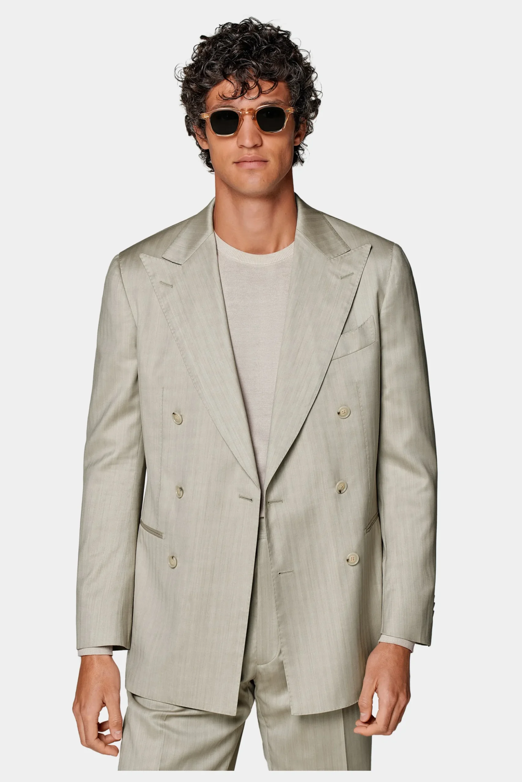 SUITSUPPLY Havana Anzug Sand Fischgrätmuster-Männlich Business Anzüge