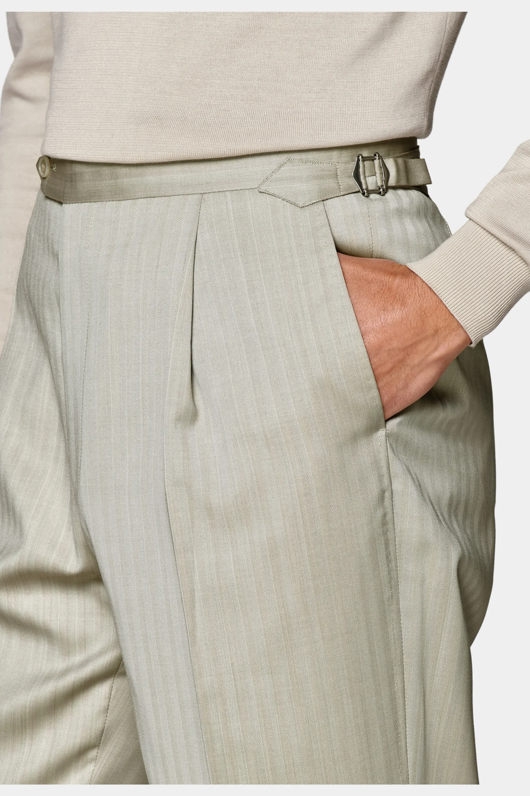 SUITSUPPLY Havana Anzug Sand Fischgrätmuster-Männlich Business Anzüge