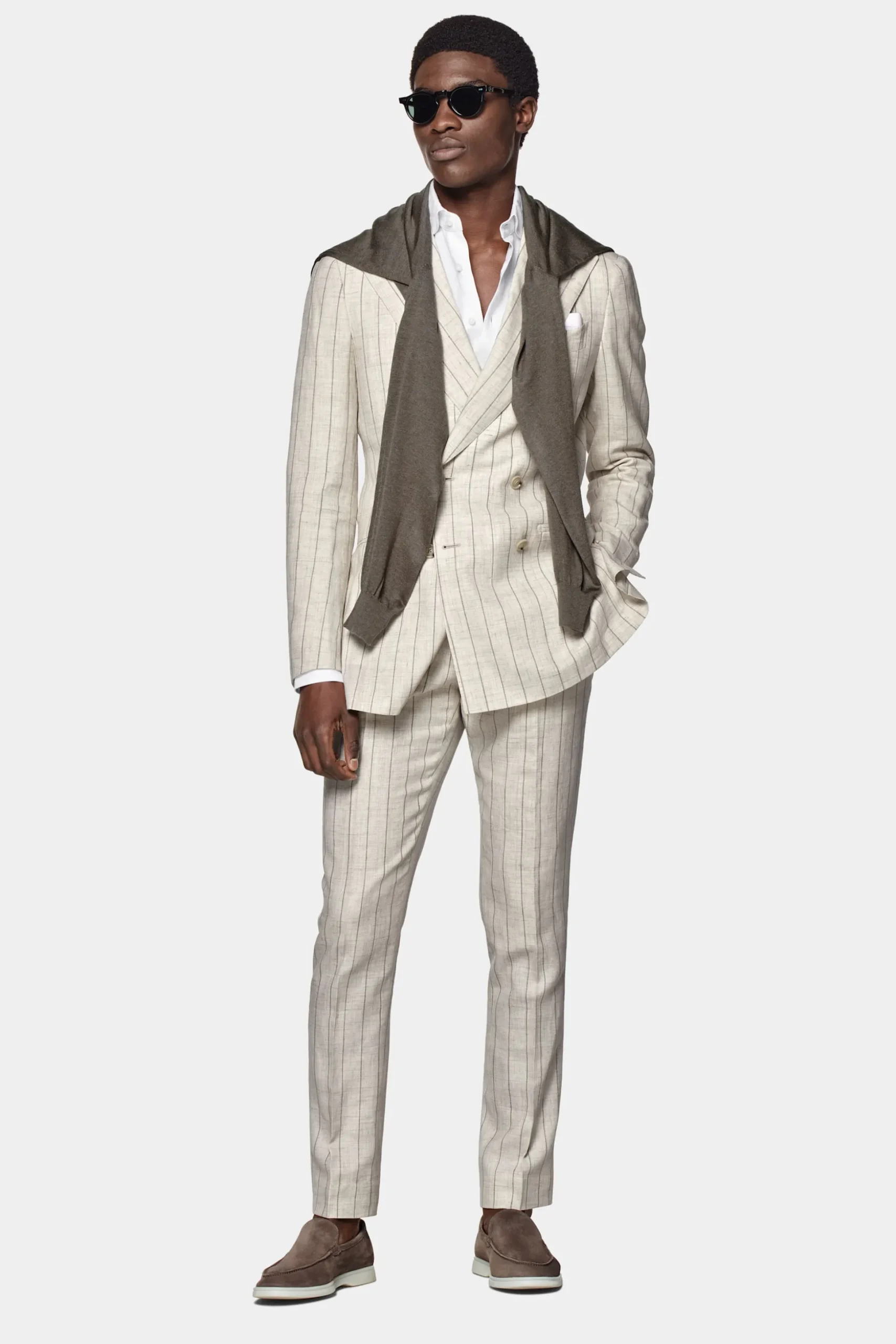 SUITSUPPLY Havana Anzug Sand Gestreift-Männlich Casual Anzüge