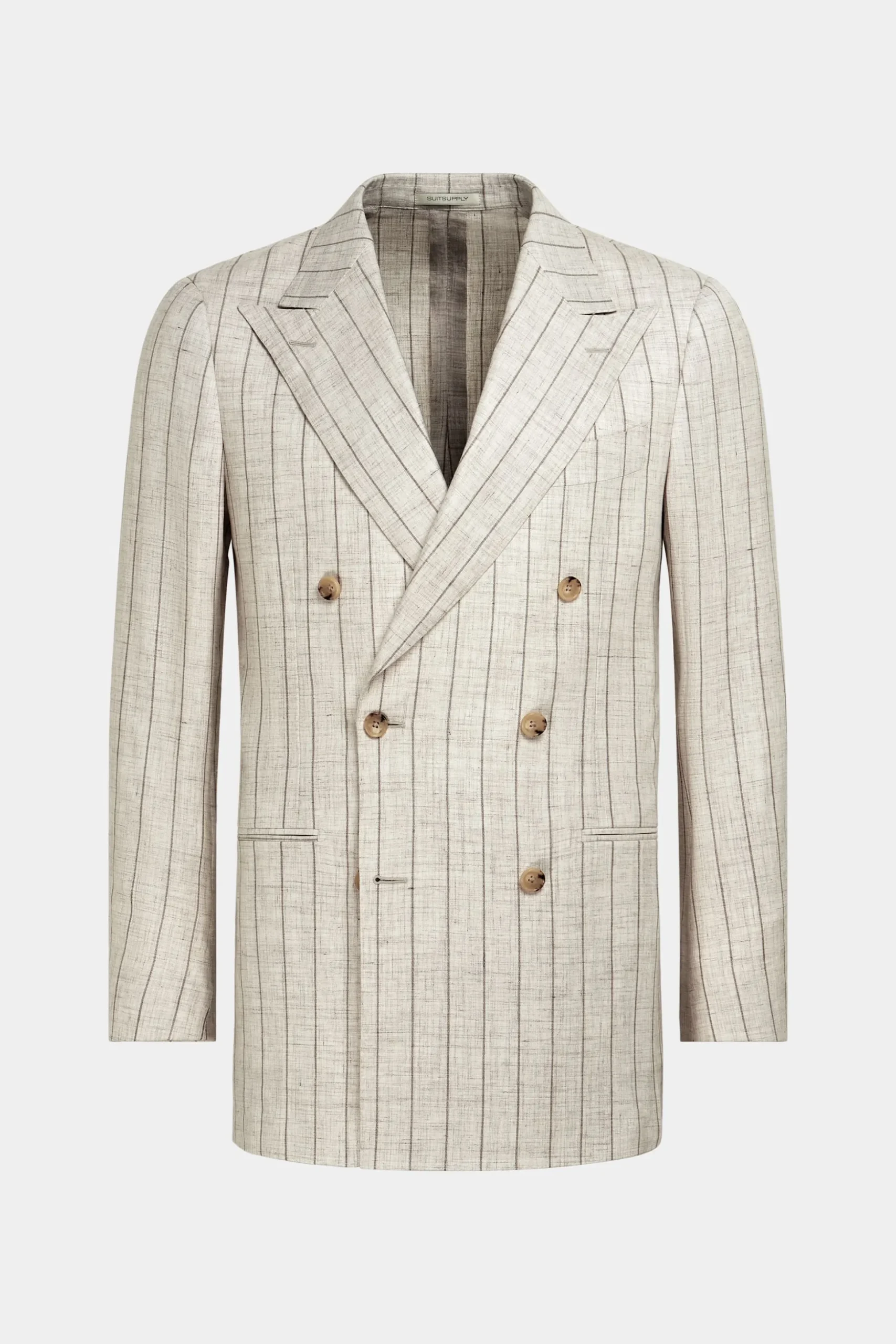 SUITSUPPLY Havana Anzug Sand Gestreift-Männlich Casual Anzüge