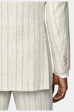 SUITSUPPLY Havana Anzug Sand Gestreift-Männlich Casual Anzüge