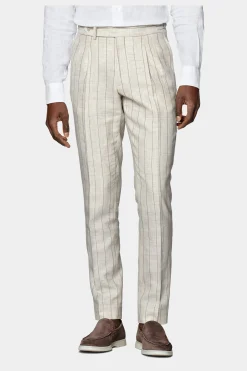SUITSUPPLY Havana Anzug Sand Gestreift-Männlich Casual Anzüge