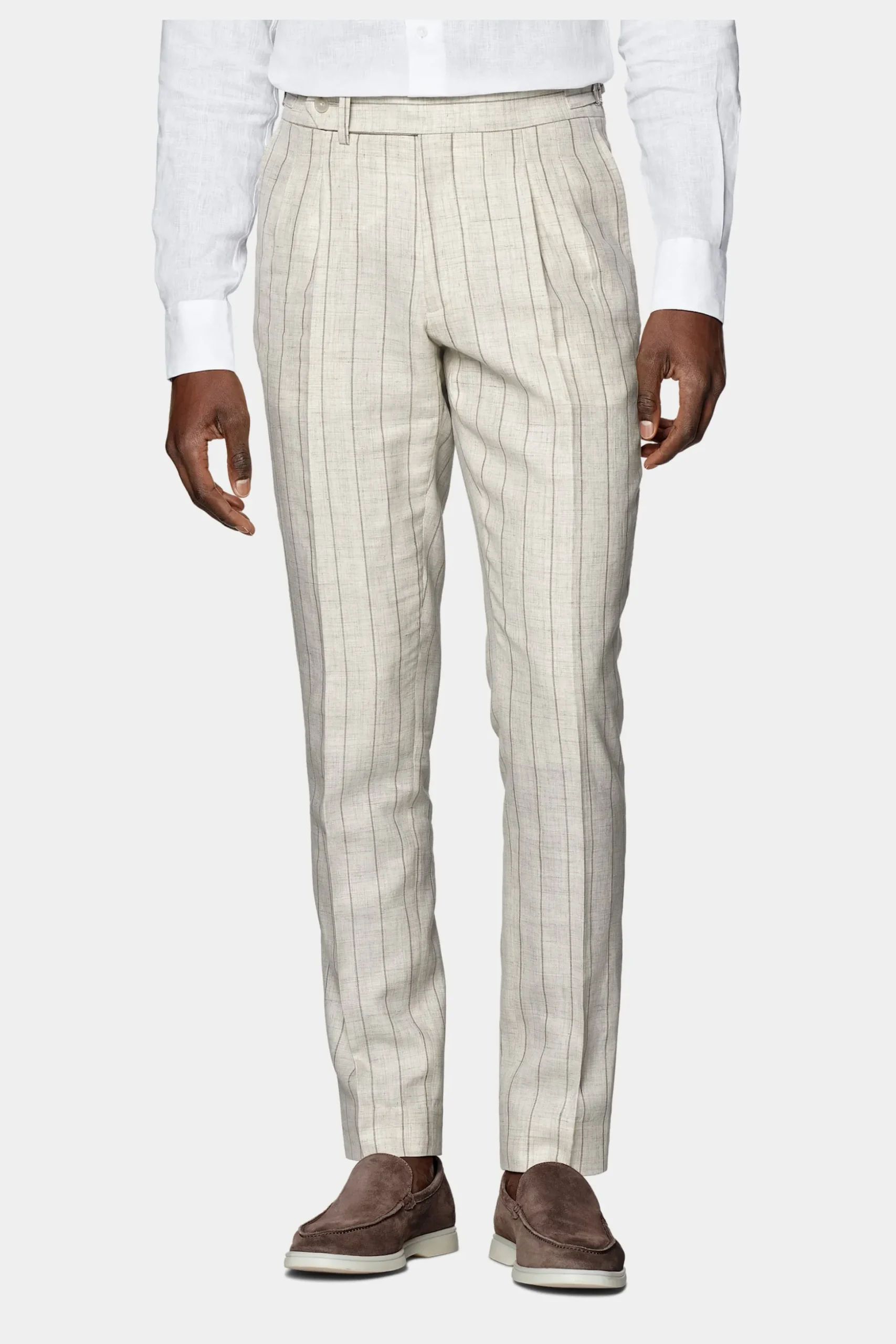 SUITSUPPLY Havana Anzug Sand Gestreift-Männlich Casual Anzüge