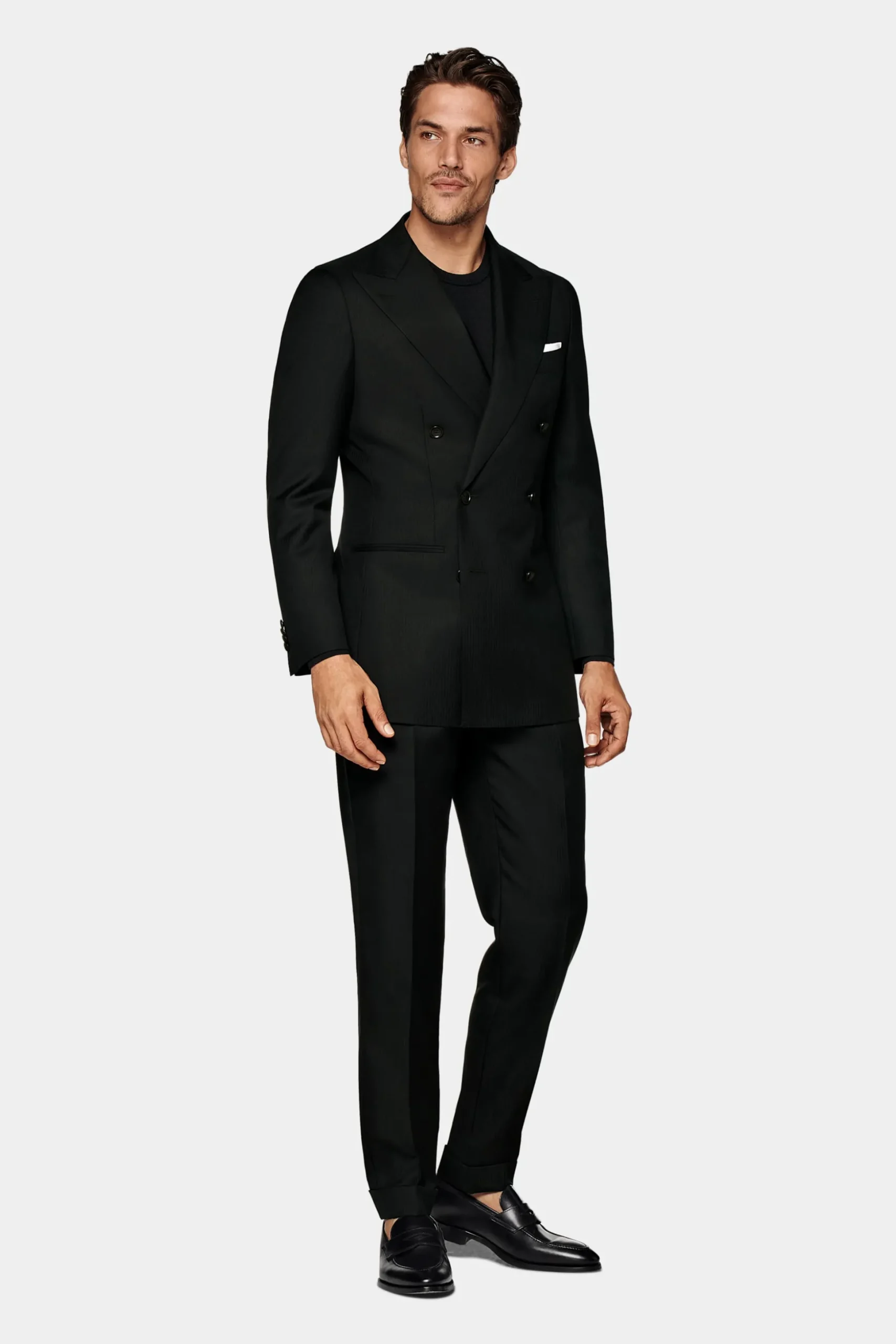 SUITSUPPLY Havana Anzug Schwarz Fischgrätmuster-Männlich Business Anzüge