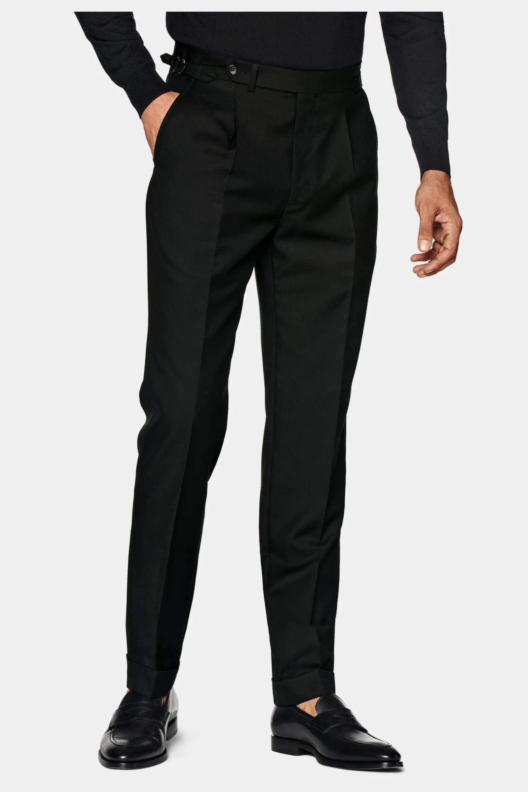 SUITSUPPLY Havana Anzug Schwarz Fischgrätmuster-Männlich Business Anzüge