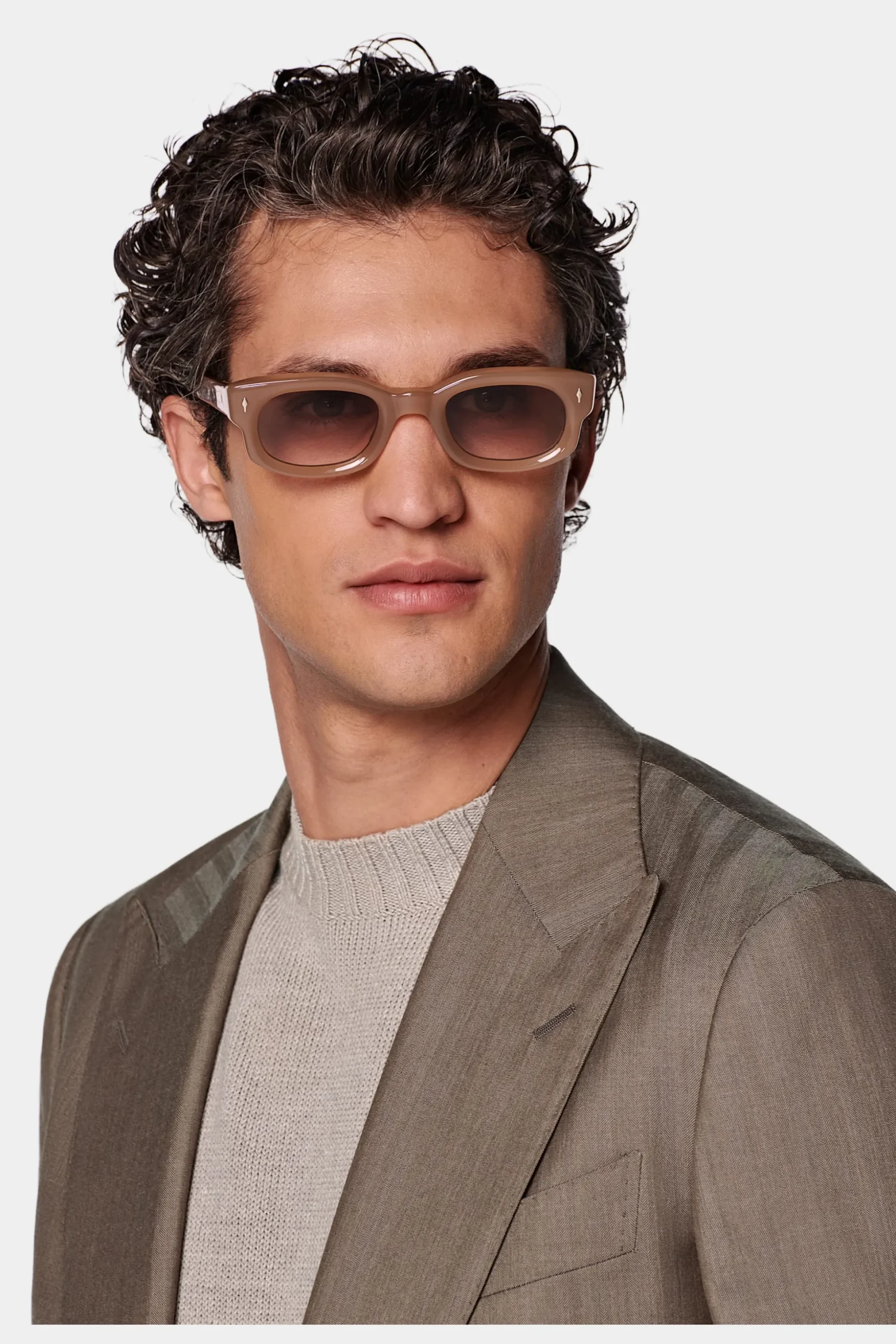 SUITSUPPLY Havana Anzug Taupe Fischgrätmuster-Männlich Business Anzüge