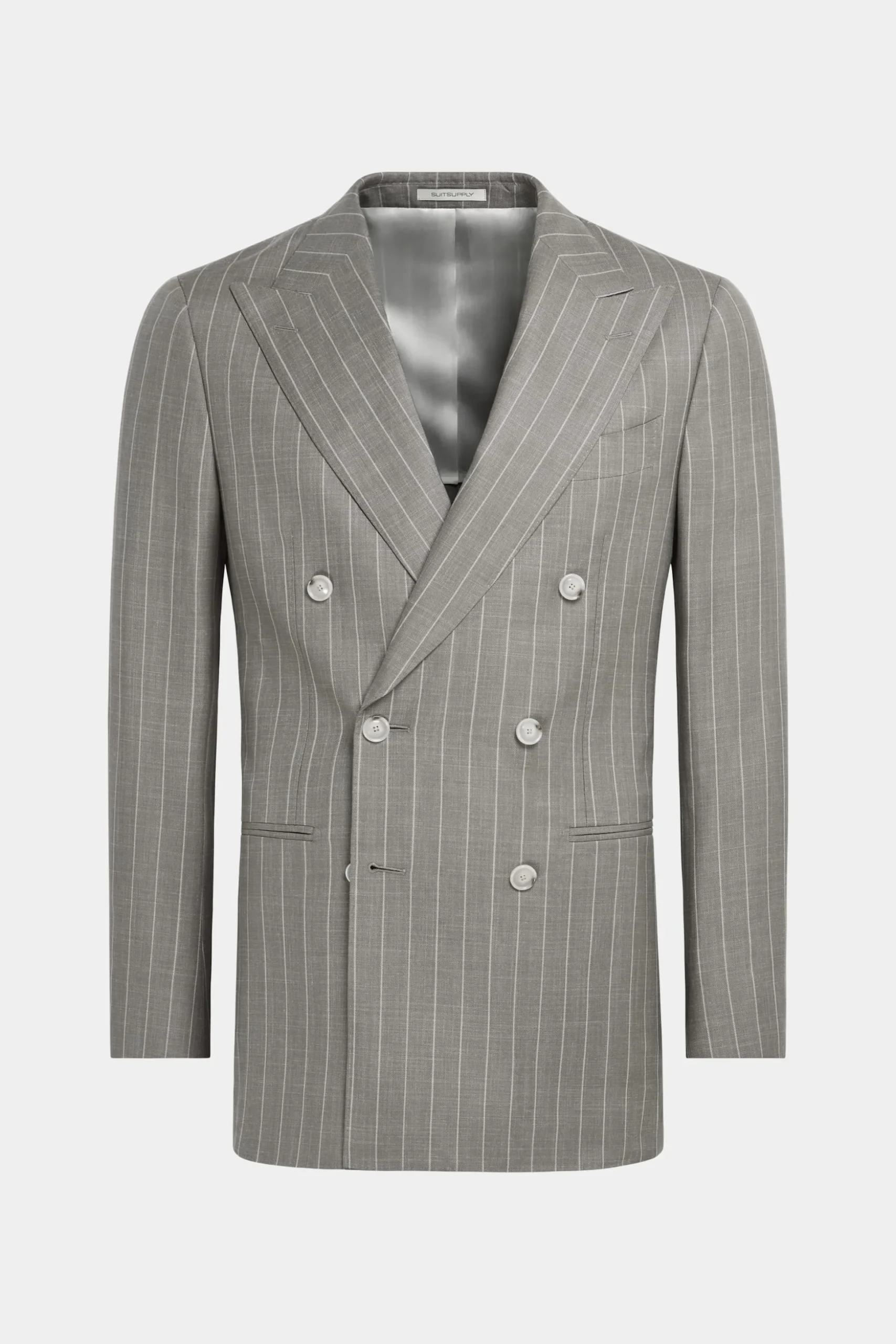 SUITSUPPLY Havana Anzug Taupe Gestreift-Männlich Casual Anzüge