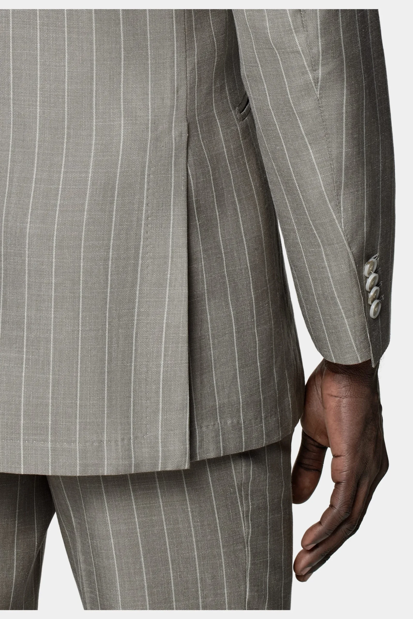SUITSUPPLY Havana Anzug Taupe Gestreift-Männlich Casual Anzüge