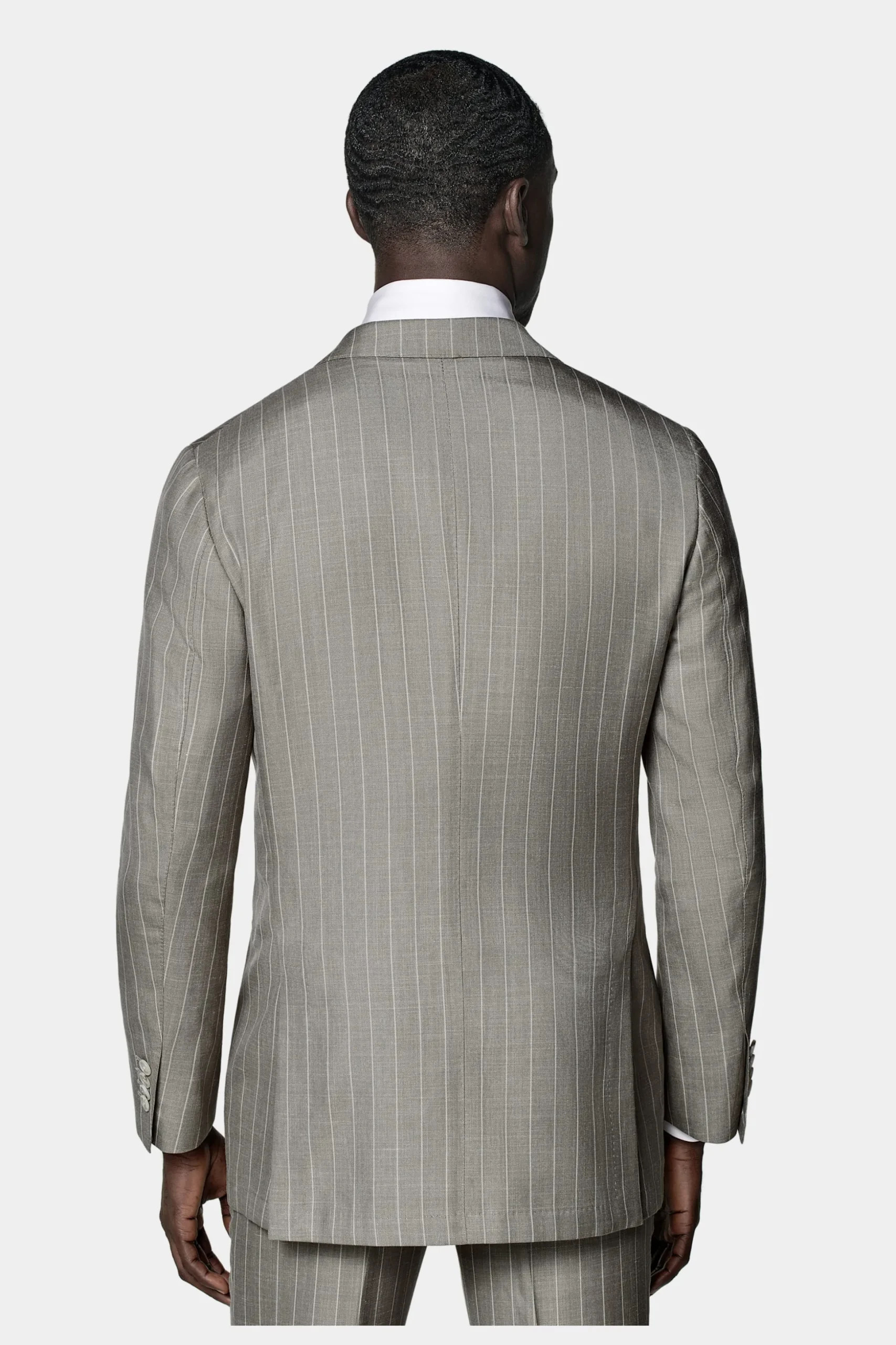 SUITSUPPLY Havana Anzug Taupe Gestreift-Männlich Casual Anzüge