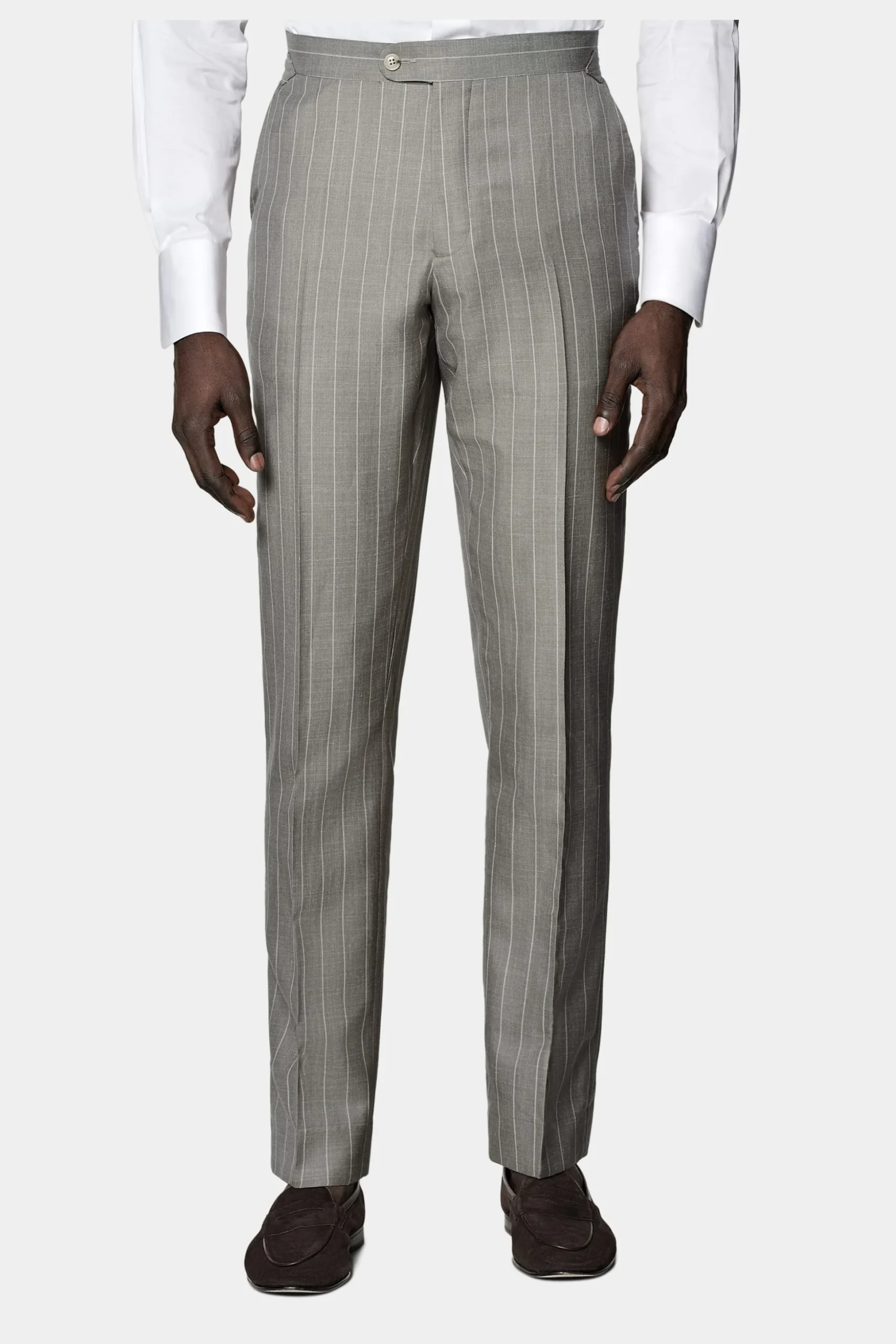 SUITSUPPLY Havana Anzug Taupe Gestreift-Männlich Casual Anzüge