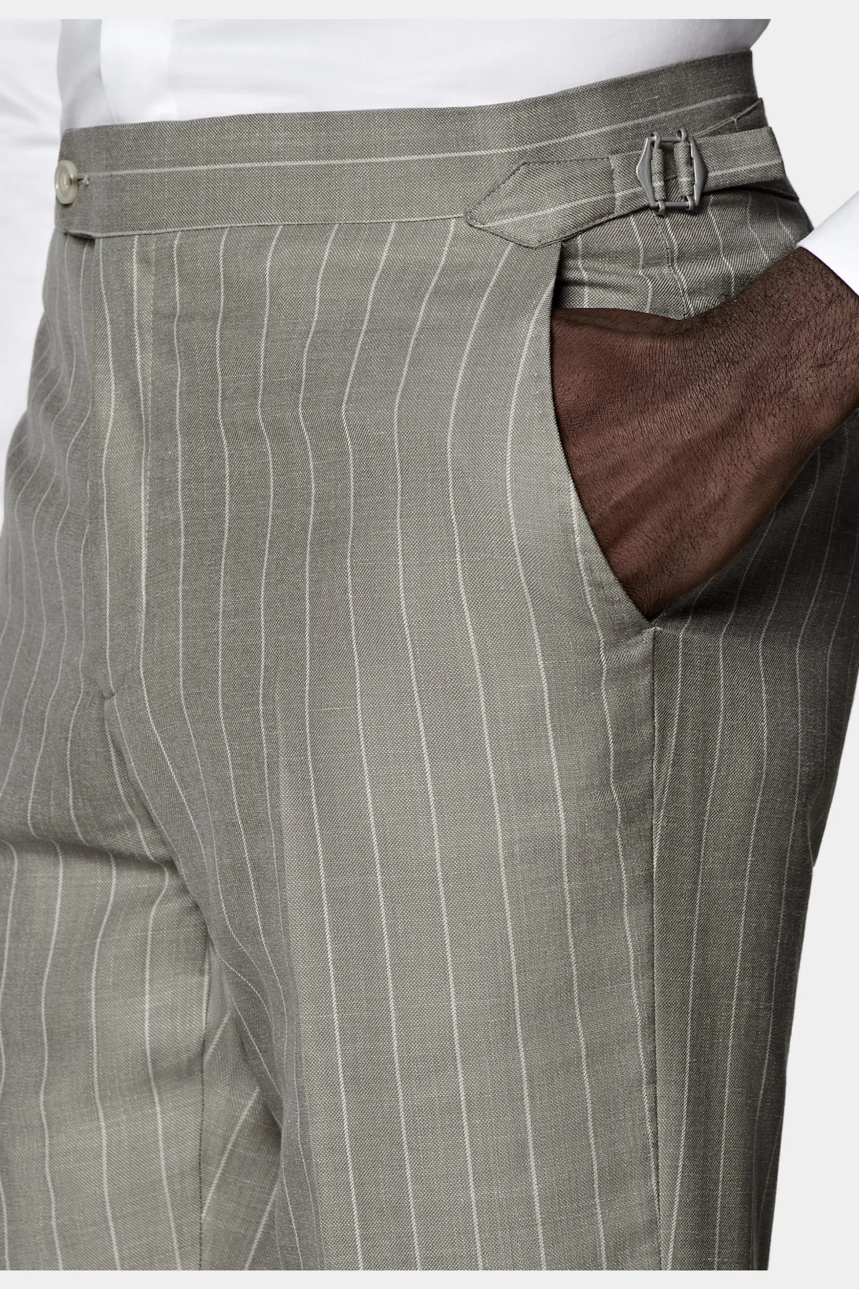 SUITSUPPLY Havana Anzug Taupe Gestreift-Männlich Casual Anzüge