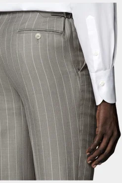 SUITSUPPLY Havana Anzug Taupe Gestreift-Männlich Casual Anzüge